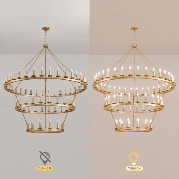 Wagon Wheel Chandelier 60-Inch Multi-Tier Metal Ceiling Light