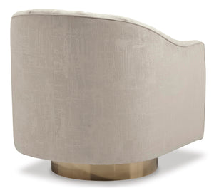 Velvet Swivel Accent Chair – Beige & Gold