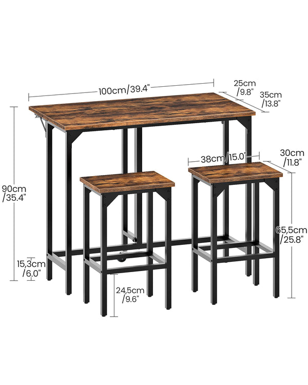 Folding Bar Table and 2-Stool Set