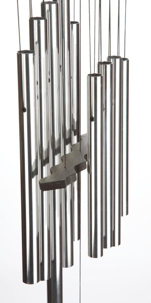 34-Inch Healing Wind Chimes – Silver Aluminum Outdoor Decor