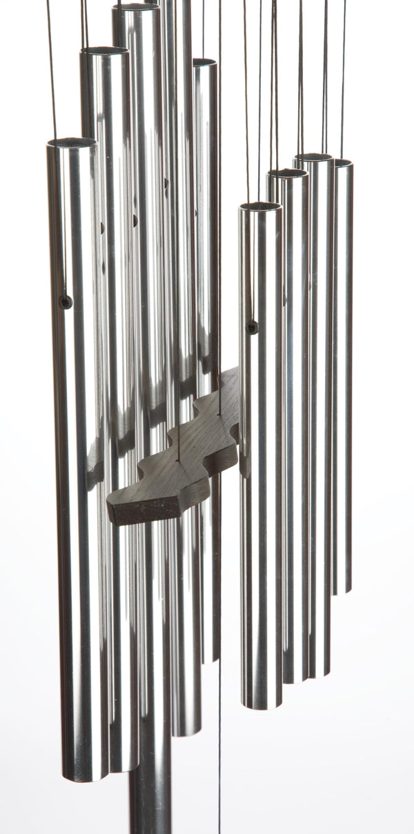 34-Inch Healing Wind Chimes – Silver Aluminum Outdoor Decor