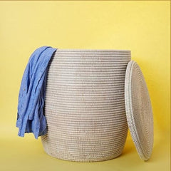 Hand-Woven Storage Basket with Removable Lid