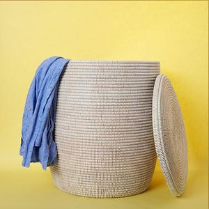 Hand-Woven Storage Basket with Removable Lid