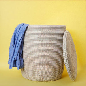 Hand-Woven Storage Basket with Removable Lid