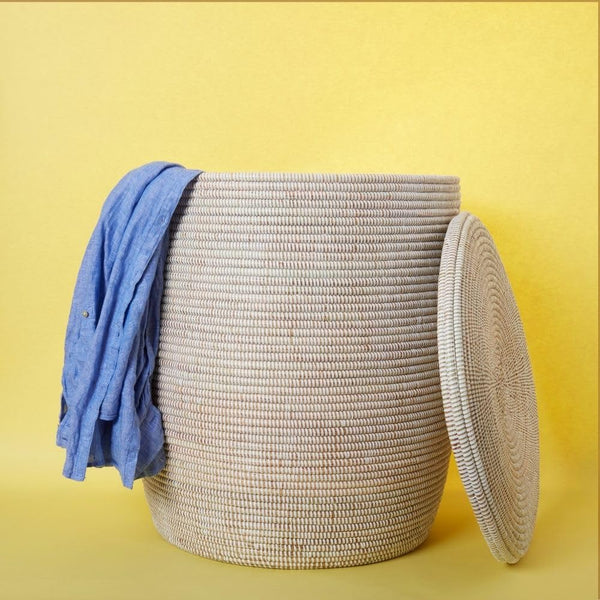 Hand-Woven Storage Basket with Removable Lid