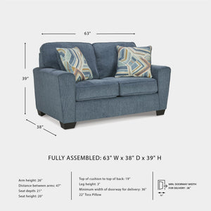 Contemporary Loveseat with Accent Pillows | 63" W Fabric Upholstery