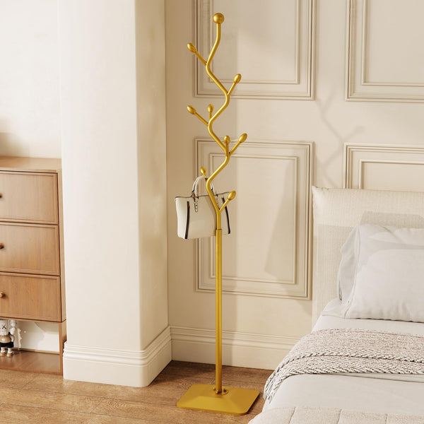 Tree-Shaped Metal Coat Rack Stand with 8 Hooks