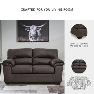 Contemporary Faux Leather Loveseat – Dark Brown