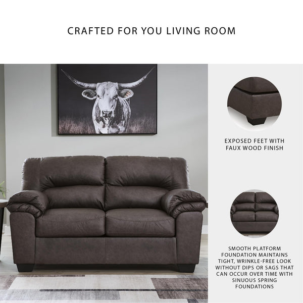 Contemporary Faux Leather Loveseat – Dark Brown
