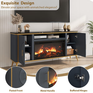 Fluted Electric Fireplace TV Stand for TVs up to 80"
