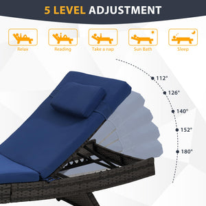 Outdoor Wicker Chaise Lounge Set with Cushions & Pillows