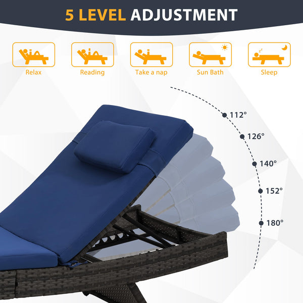 Outdoor Wicker Chaise Lounge Set with Cushions & Pillows