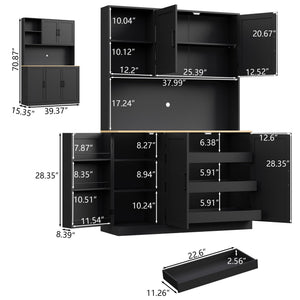 Kitchen Pantry Storage Cabinet with Microwave Stand