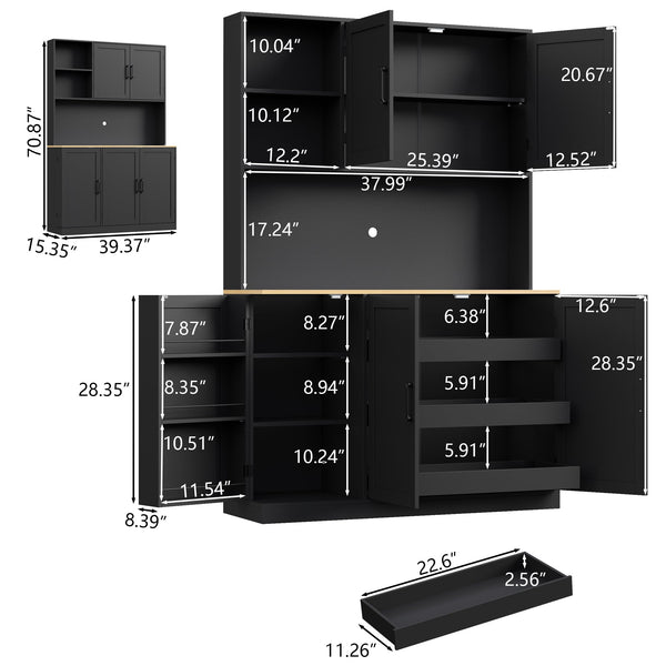 Kitchen Pantry Storage Cabinet with Microwave Stand