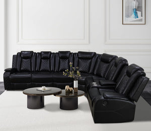 Power Recliner Sectional Sofa with LED Lights