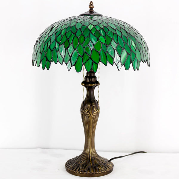 Tiffany Style Stained Glass Table Lamp – Green Wisteria