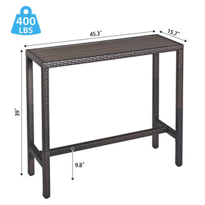 Outdoor Wicker Bar Table – Counter Height Pub Table with Poly Lumber Top