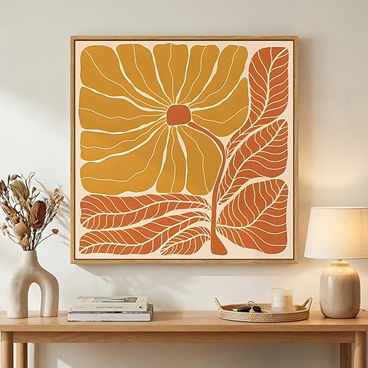 Framed Square Abstract Wall Art 24x24 Inch
