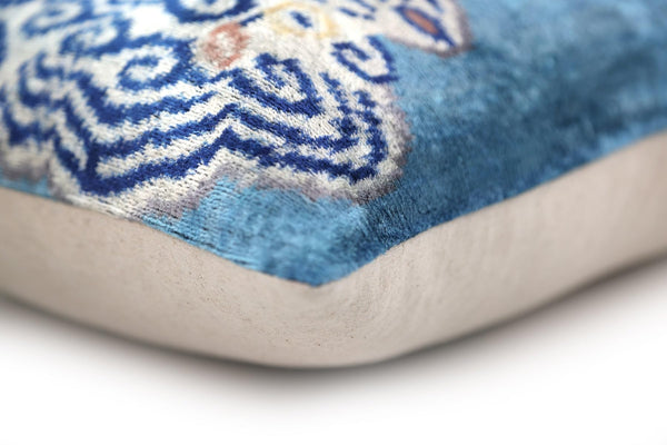 Blue Velvet Tiger Throw Pillow 16x24