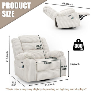 Power Swivel Rocker Recliner Chair with Massage & Heat