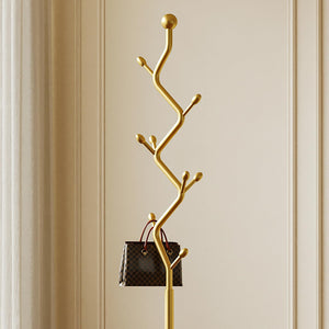 Metal Coat Rack Freestanding with 8 Hooks and Rectangular Base