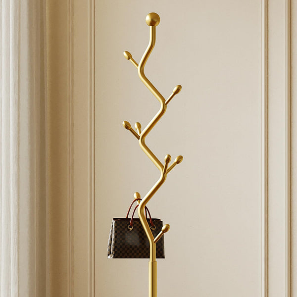 Metal Coat Rack Freestanding with 8 Hooks and Rectangular Base