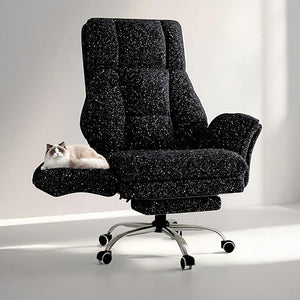 Big and Tall Office Chair with Flip Armrests, Footrest & Reclining Wide Seat