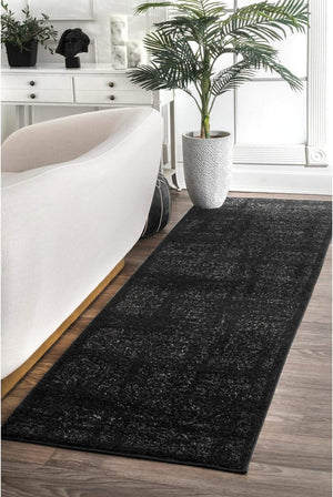 Vintage Medallion Area Rug 10x14 – Polypropylene Indoor Rug, Black & Grey