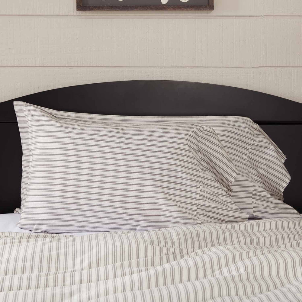 King Size Pillow Shams Set of 2 – Cotton Ticking Stripe Ruffle Pillow Covers