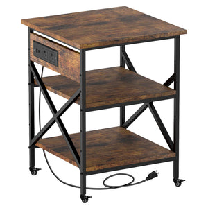 3-Tier Printer Stand with Power Outlet & Locking Casters