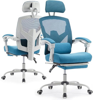 Ergonomic Office Chair with Footrest & Reclining Mesh Back
