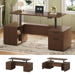 Electric Standing Desk with Dual-Side Storage & Power Outlets