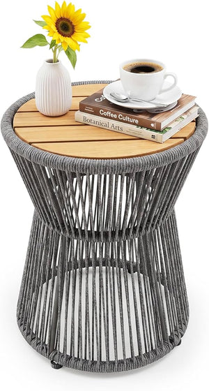 Outdoor Round Woven Side Table