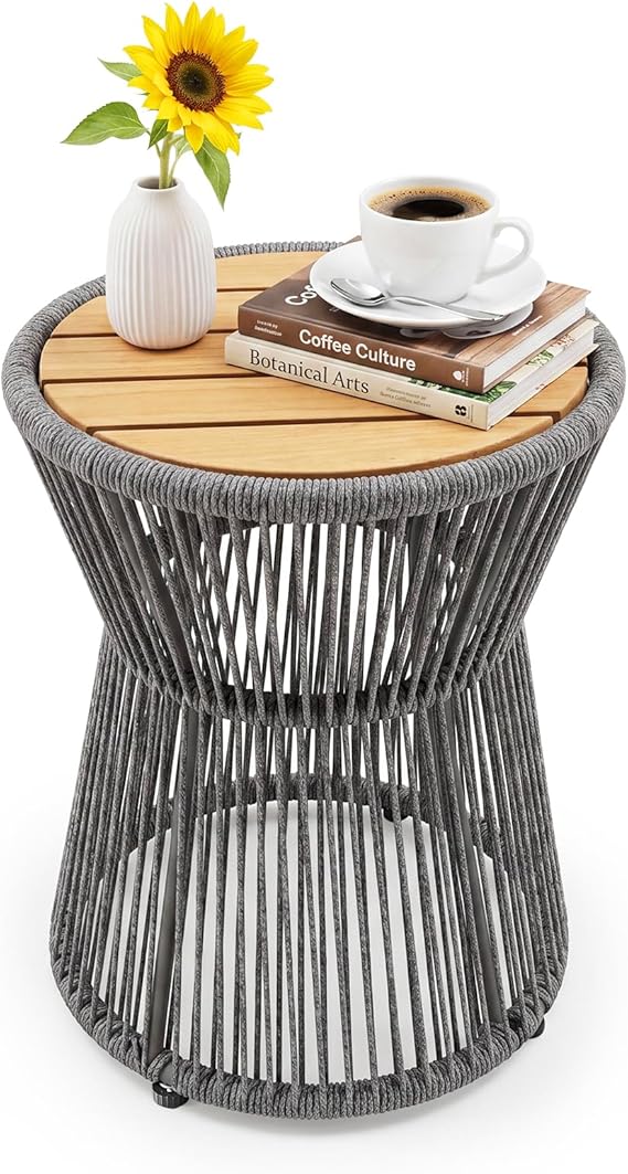 Outdoor Round Woven Side Table