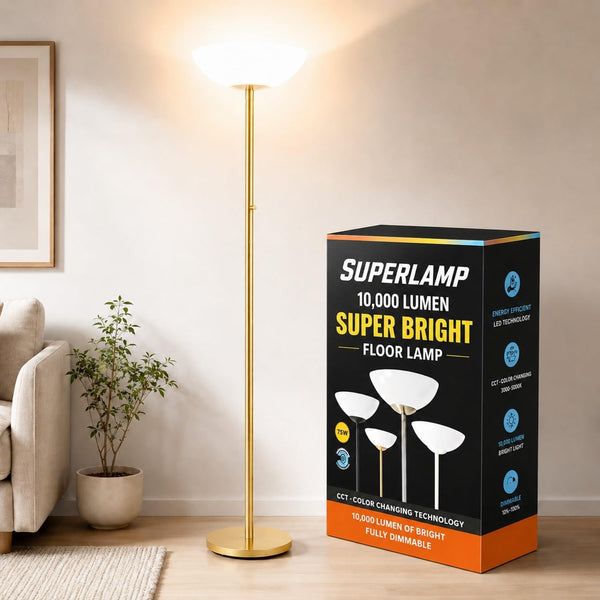 LED Floor Lamp – 10000 Lumen, Dimmable, 5 Color Temperatures