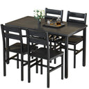 5-Piece Wood Dining Table Set with Storage Shelf