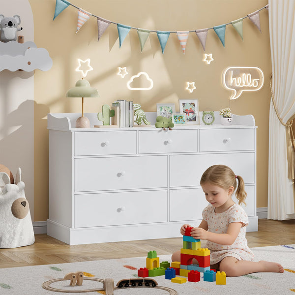 Kids Dresser with 7 Drawers & Large Tabletop