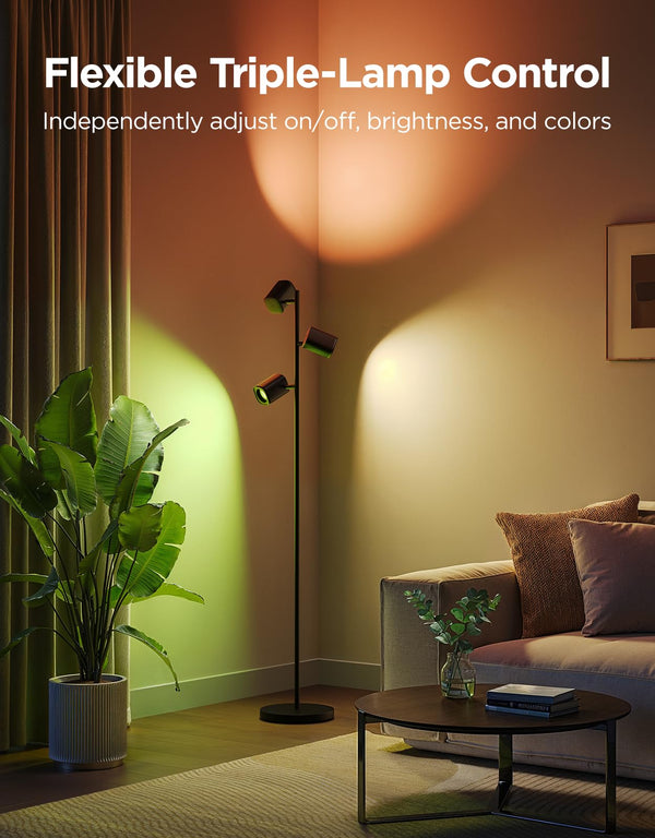 Smart LED Tree Floor Lamp with 3 Rotatable Heads