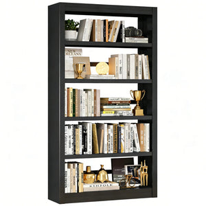69" Tall Metal 5-Tier Bookcase with Adjustable Shelves