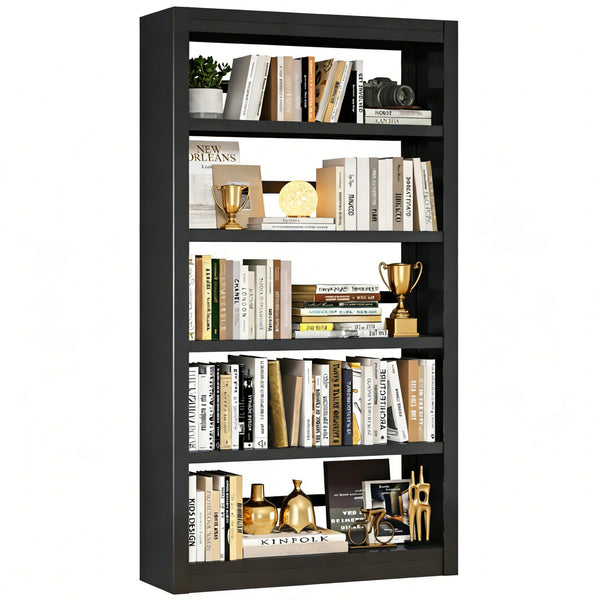 69" Tall Metal 5-Tier Bookcase with Adjustable Shelves