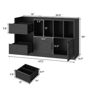 Record Player Stand with Vinyl Storage Cabinet