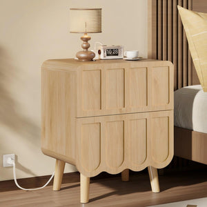 Nightstand with Charging Station & 2 Drawers