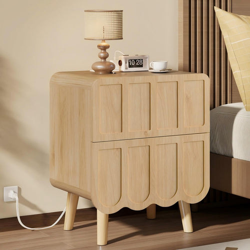 Nightstand with Charging Station & 2 Drawers
