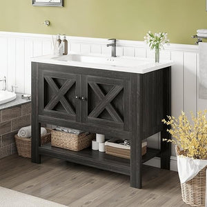 36-Inch Farmhouse Bathroom Vanity with Ceramic Sink