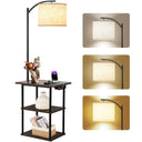 Floor Lamp with Side Table & Charging Station – 3-Color LED