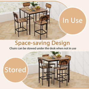 5-Piece Counter Height Dining Set with Bar Stools