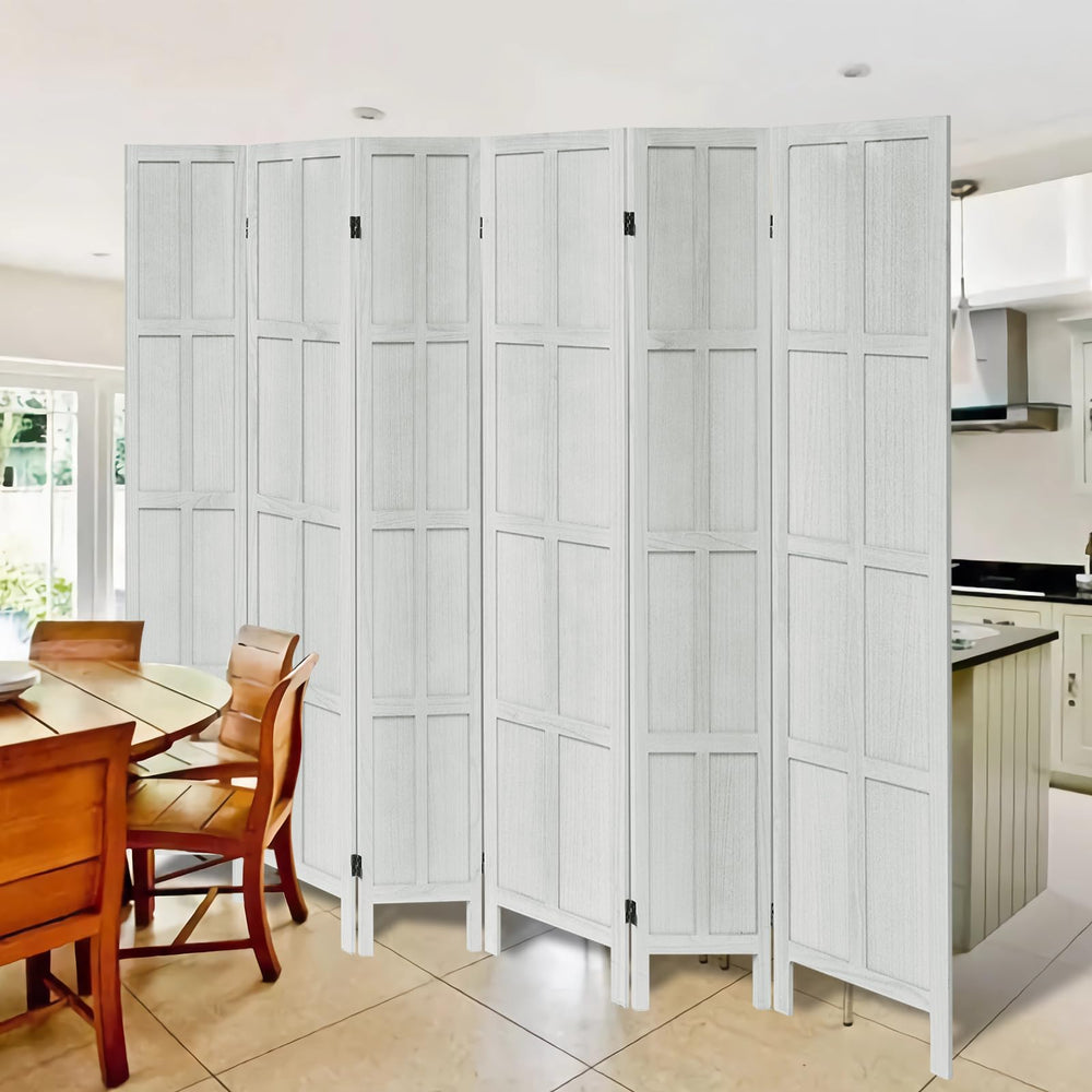 6-Panel Wood Room Divider Folding Privacy Screen