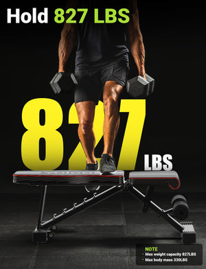 Adjustable Weight Bench – Foldable, 84 Positions, 827LBS Capacity