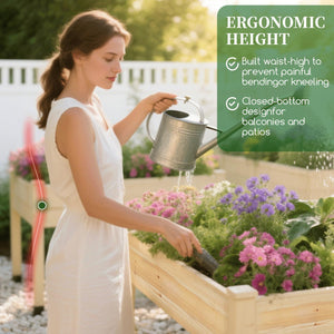 Wood Raised Garden Bed with Legs & Liner