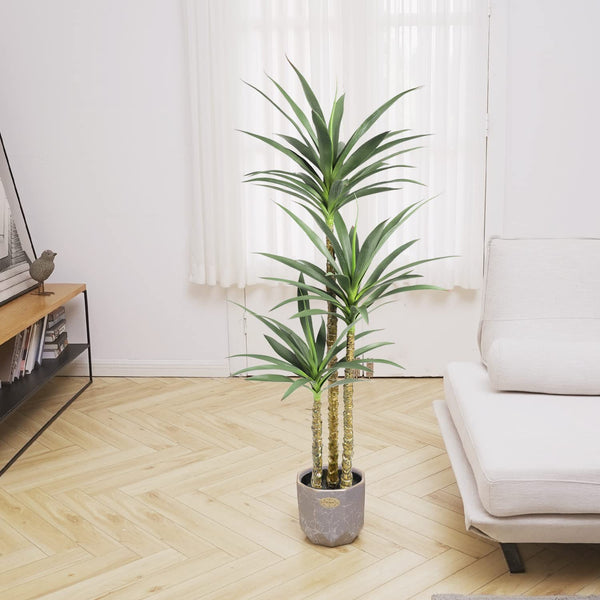 Artificial Agave Tree 5.3 Ft with 3 Trunks – Indoor Outdoor Fake Plant